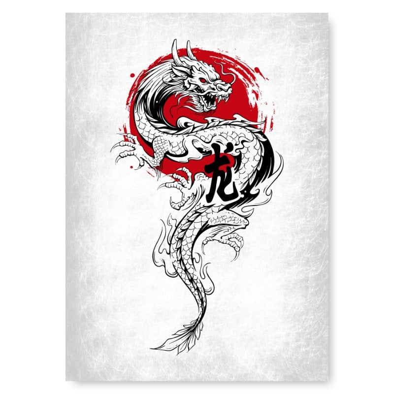 Japanische Poster - Dragon & Sun A3
