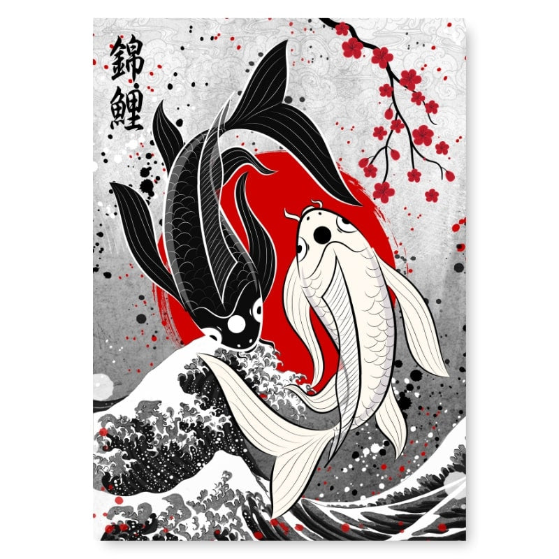 Japanische Poster - Koi-Karpfen-Duo A3