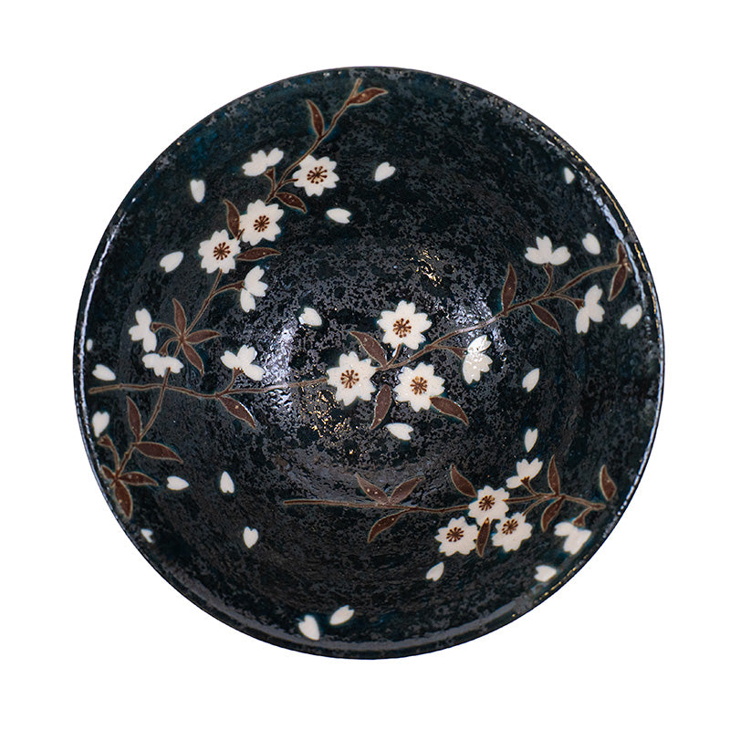 Japanische Reisschale Kuro Sakura