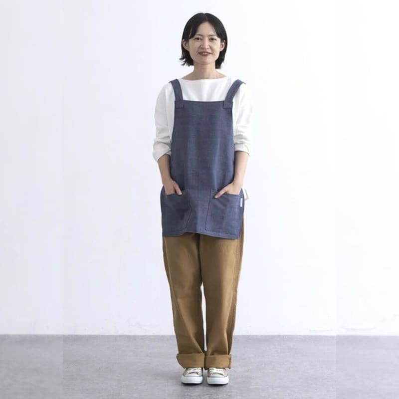Japanische Schürze Kurz Unisex Blau