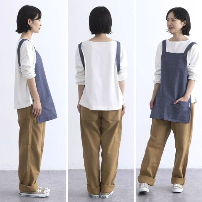 Japanische Schürze Kurz Unisex Blau