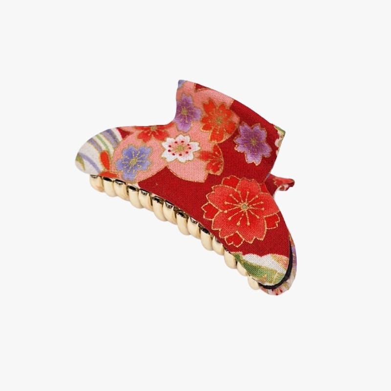 Japanische Stoff-Haarklammern Rot