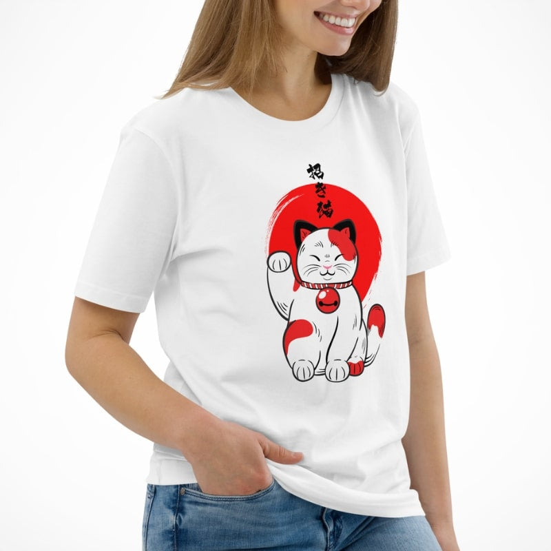 Japanische T-Shirt - Katze Glücksbringer