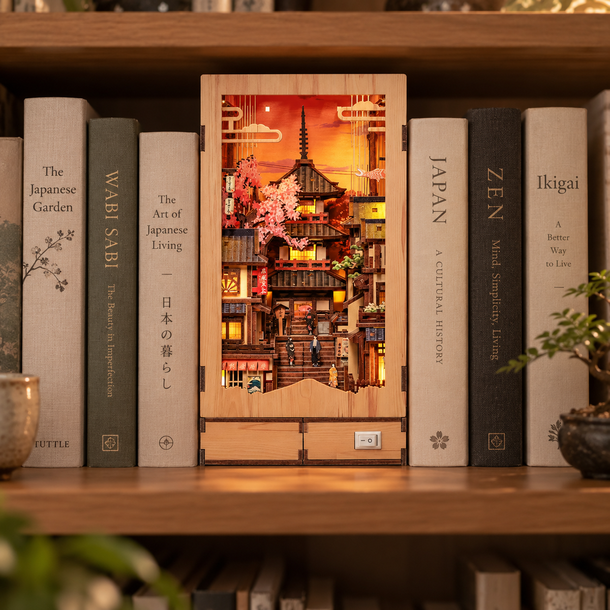 Japanischer Book Nook Twilight Sakura Path