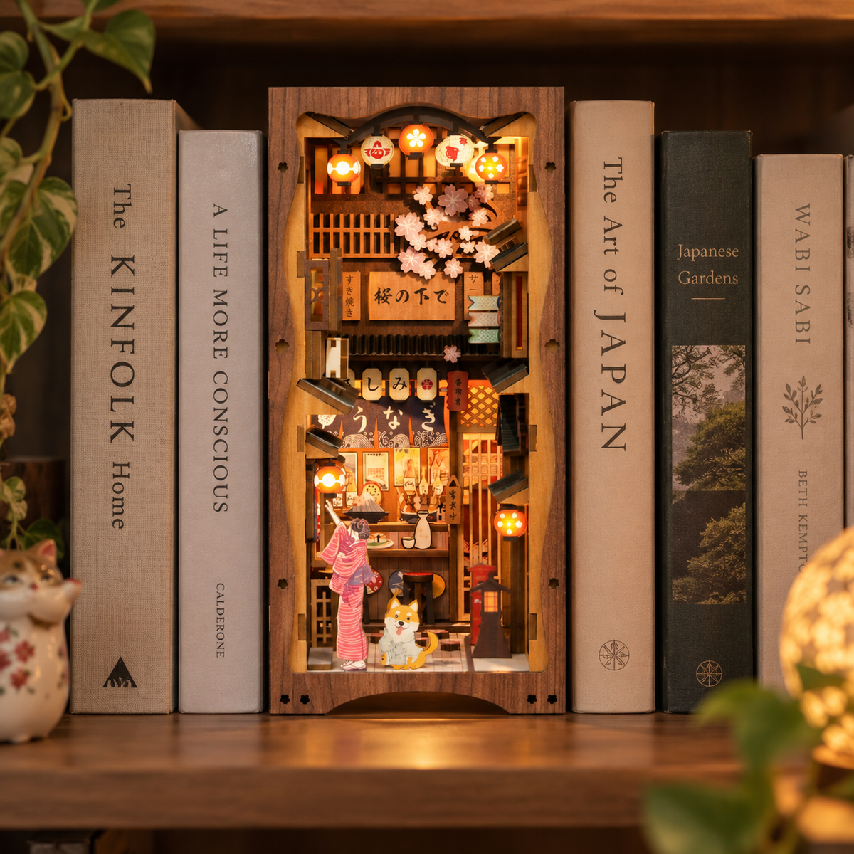 Japanischer Book Nook Under the Sakura Tree