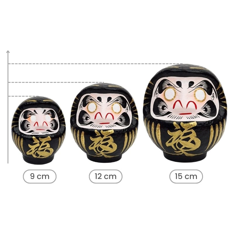Japanischer Daruma – Schwarz (9 bis 15 cm)