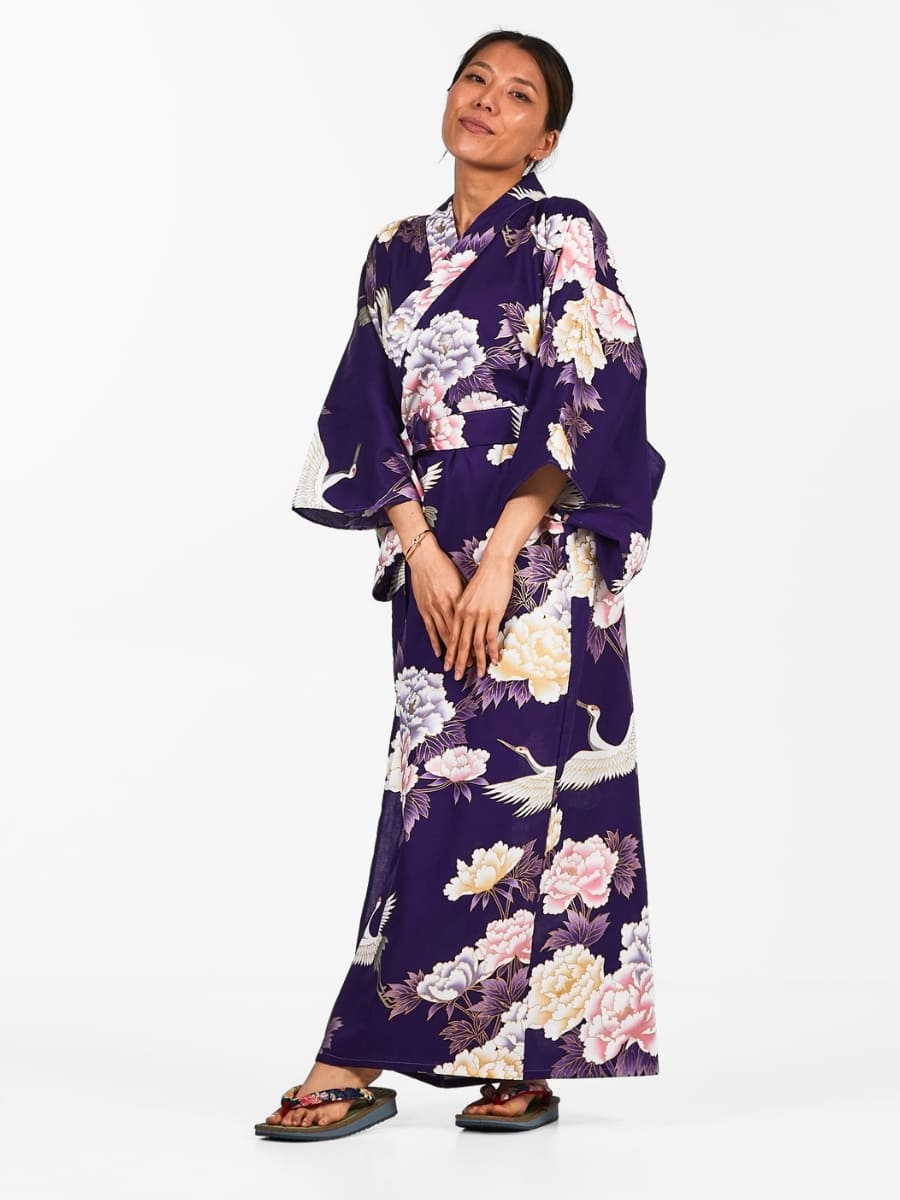 Japanischer Kimono Damen - Botan to Tsuru Einheitsgröße