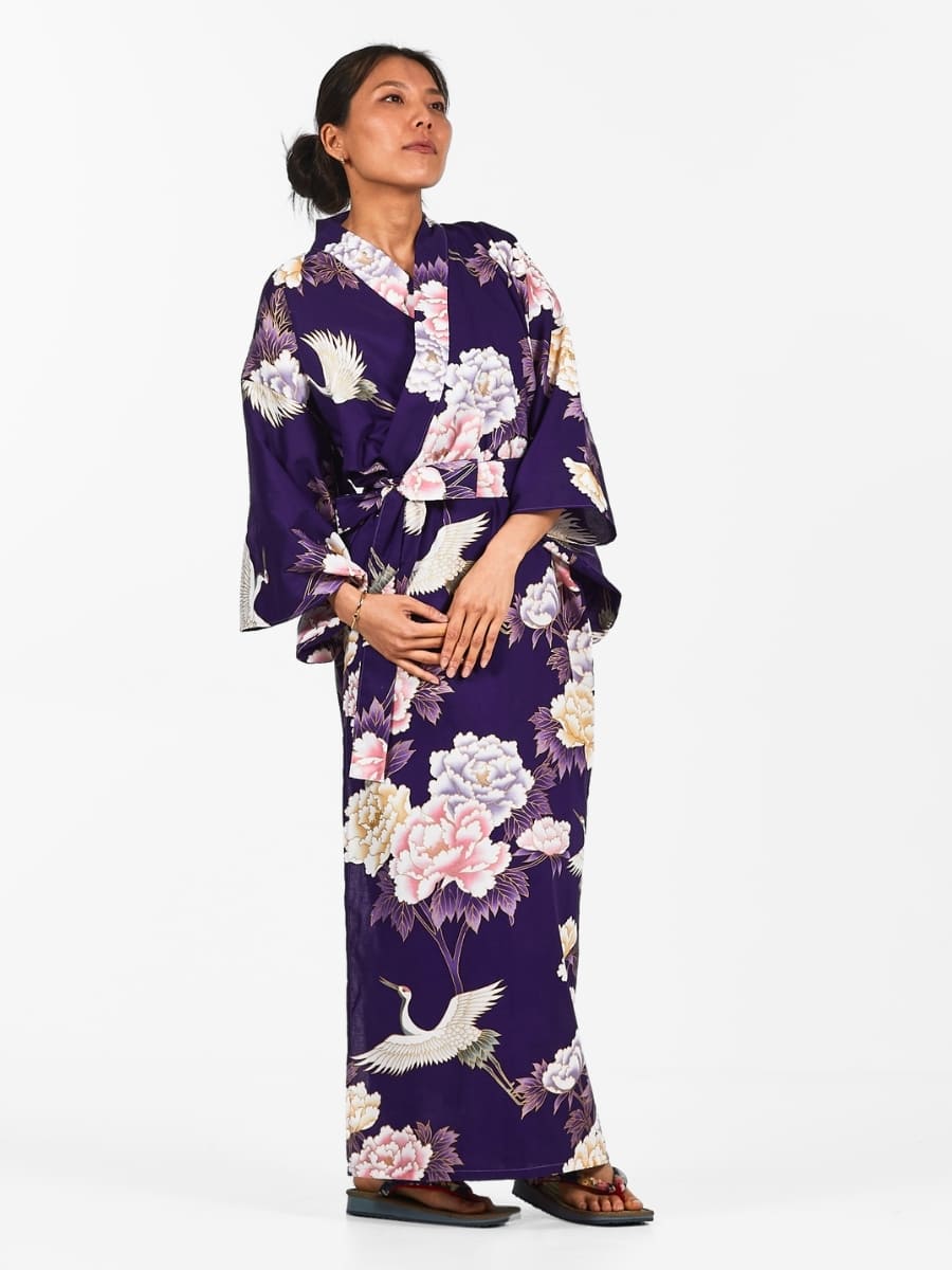 Japanischer Kimono Damen - Botan to Tsuru Einheitsgröße