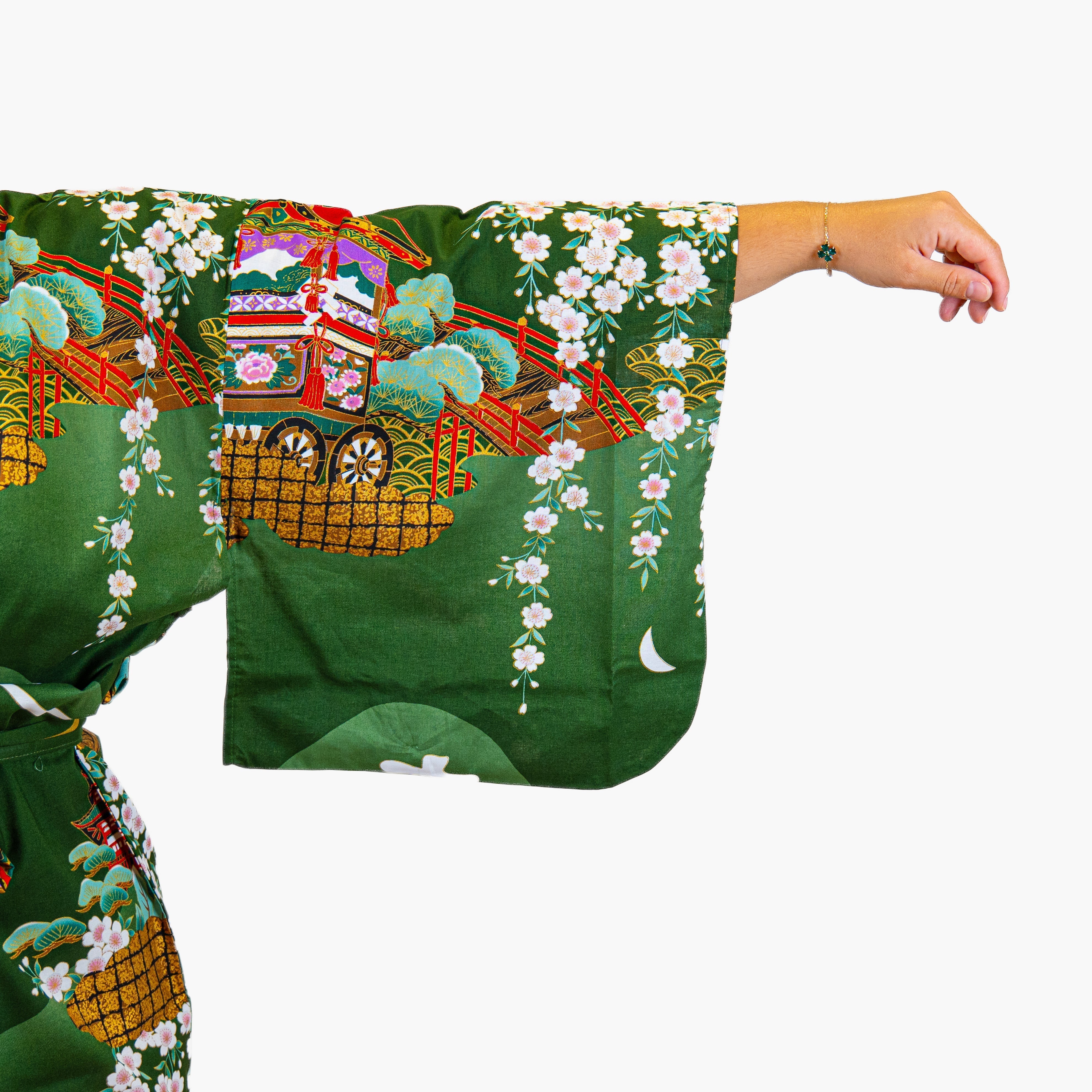 Japanischer Kimono Damen – Grüne Guruma