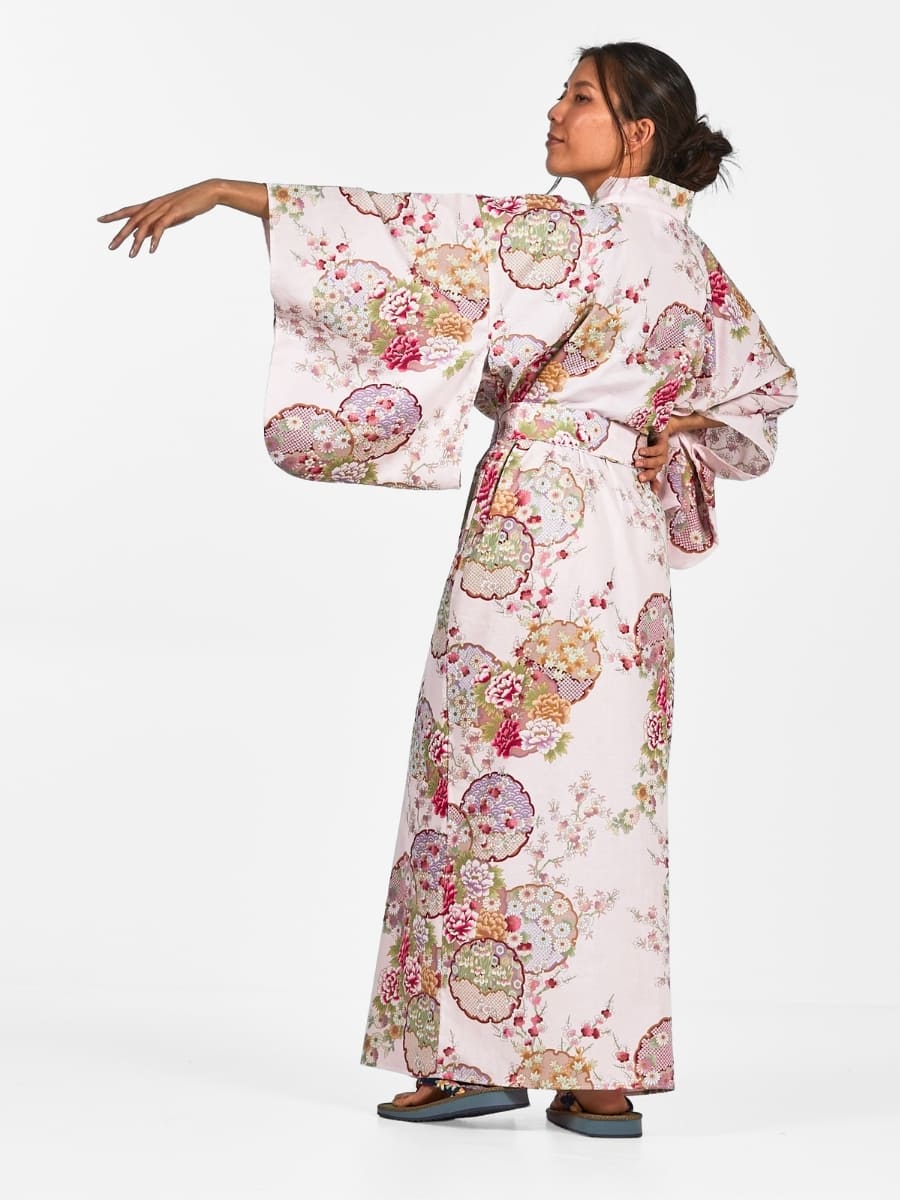 Japanischer Kimono Damen – Maru Mon Einheitsgröße