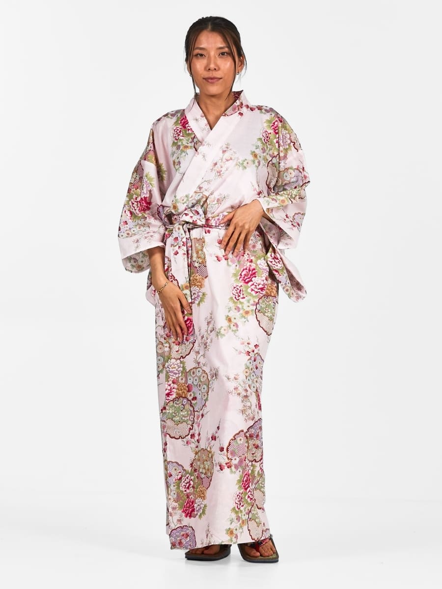 Japanischer Kimono Damen – Maru Mon Einheitsgröße