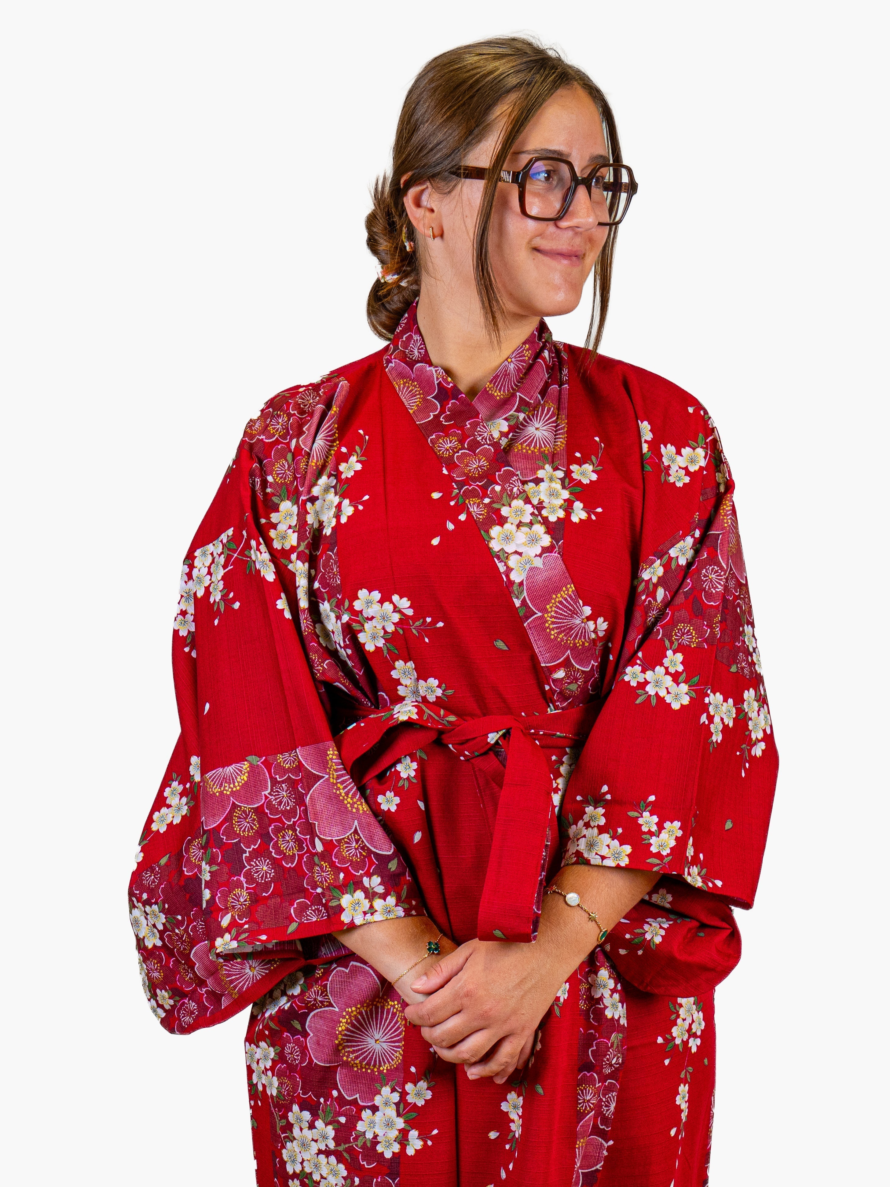 Japanischer Kimono Damen – Rote Sakura