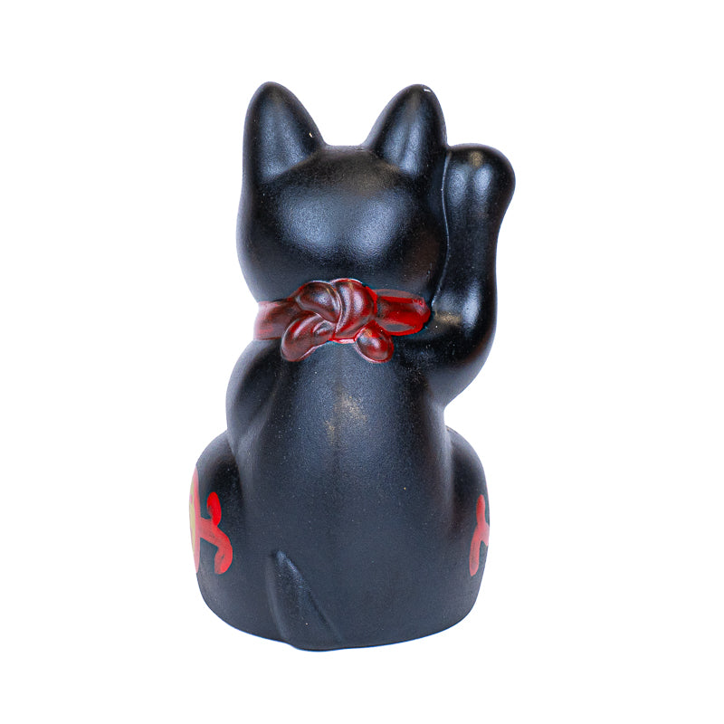 Japanischer Maneki Neko - Schwarze Keramik
