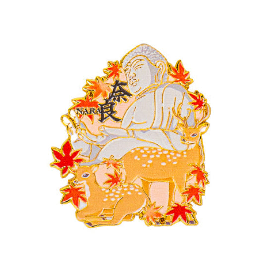 Japanischer Metallmagnet Hirsche und Buddha