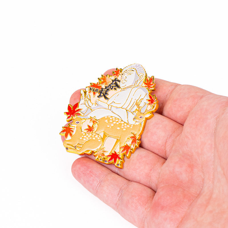 Japanischer Metallmagnet Hirsche und Buddha