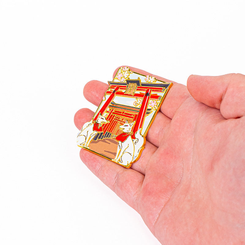Japanischer Metallmagnet Torii und Kitsune