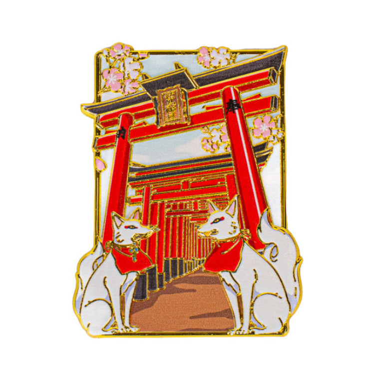 Japanischer Metallmagnet Torii und Kitsune