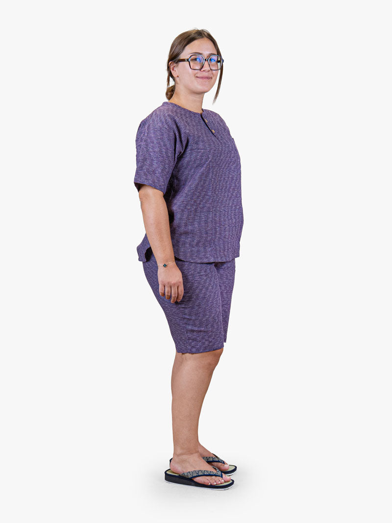 Japanischer Pyjama im Jinbei-Stil Damen – Violett