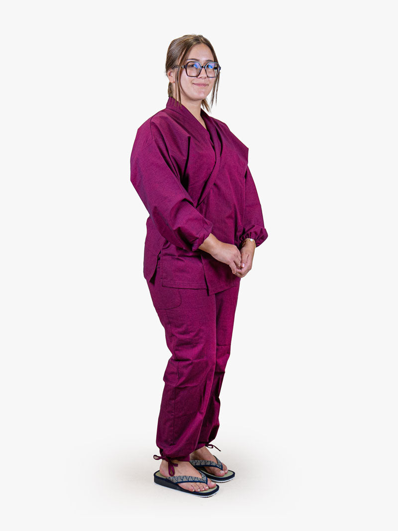 Japanischer Samue-Pyjama Damen – Fuchsia