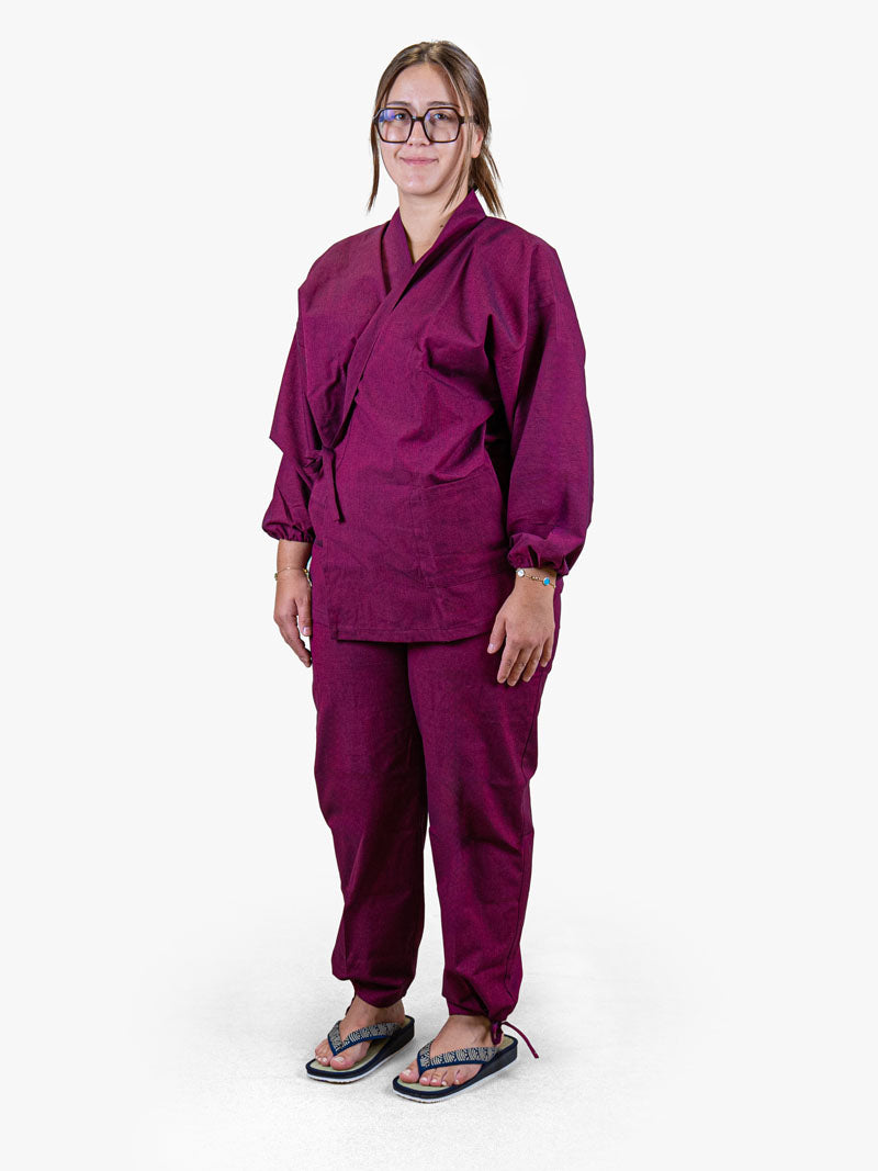 Japanischer Samue-Pyjama Damen – Fuchsia