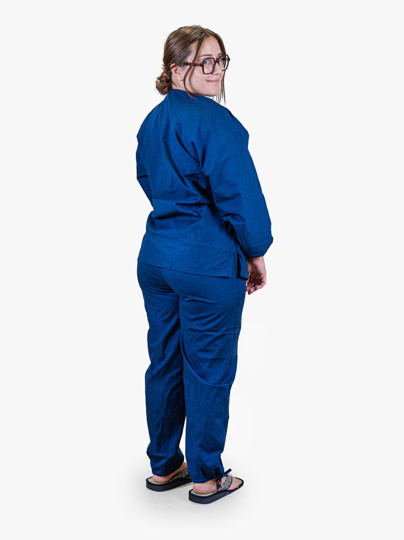 Japanischer Samue-Pyjama Damen – Marineblau