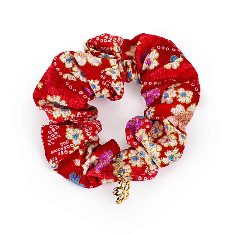 Japanischer Scrunchie - Blumenmuster