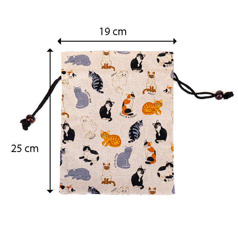 Japanischer Stoffbeutel mit Katzenmotiv