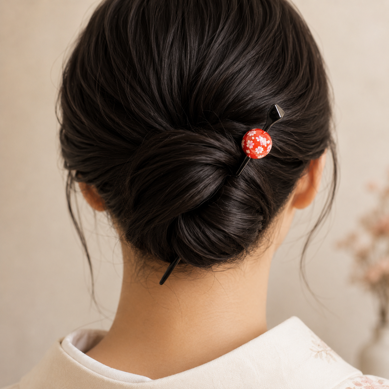 Japanischer Tama Kanzashi Ukidama Rot