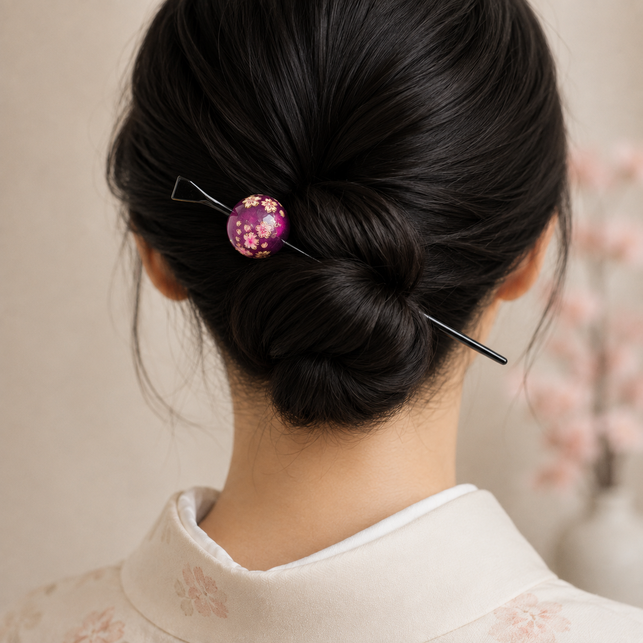 Japanischer Tama Kanzashi Ukidama Violett