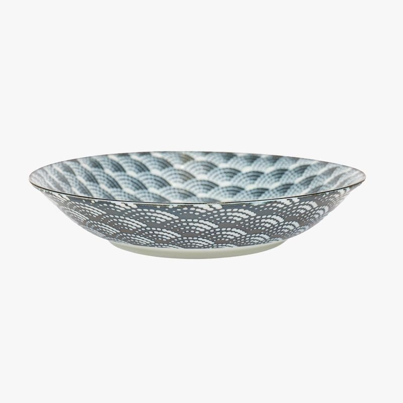 Japanischer Tiefer Teller – Seikaiha Muster