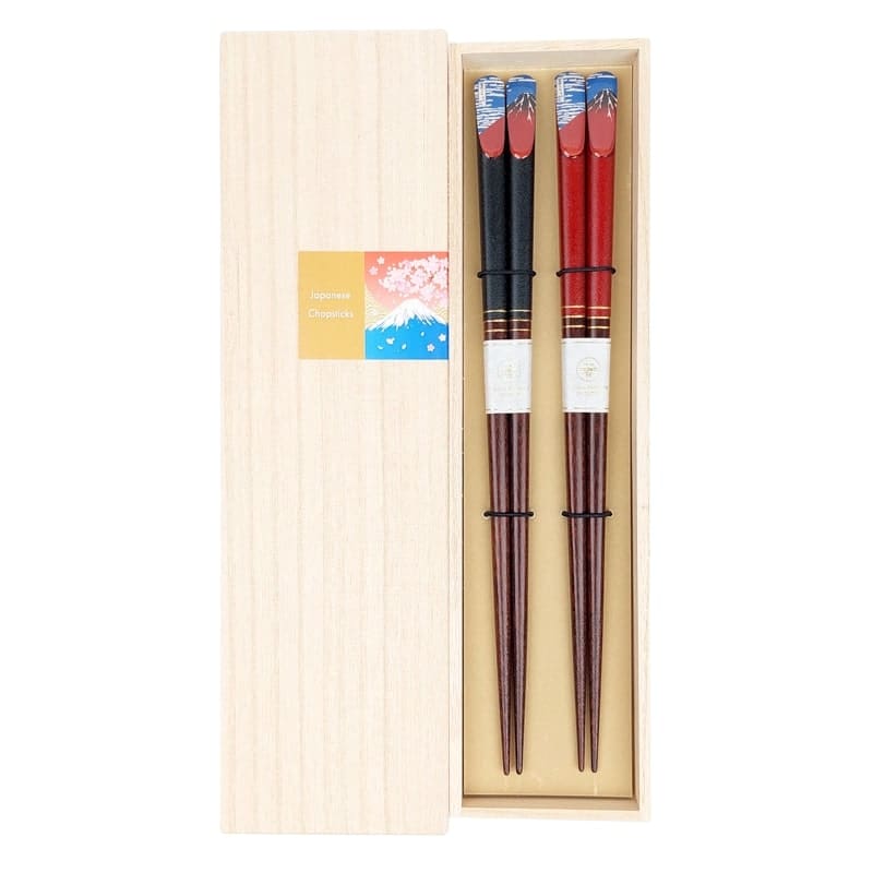 Japanisches Essstäbchen-Set - Mont Fuji Rot