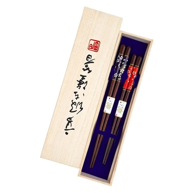 Japanisches Essstäbchen-Set Rot & Blau