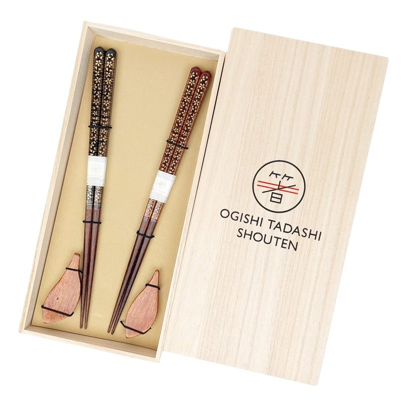 Japanisches Essstäbchen-Set – Sakura Gold
