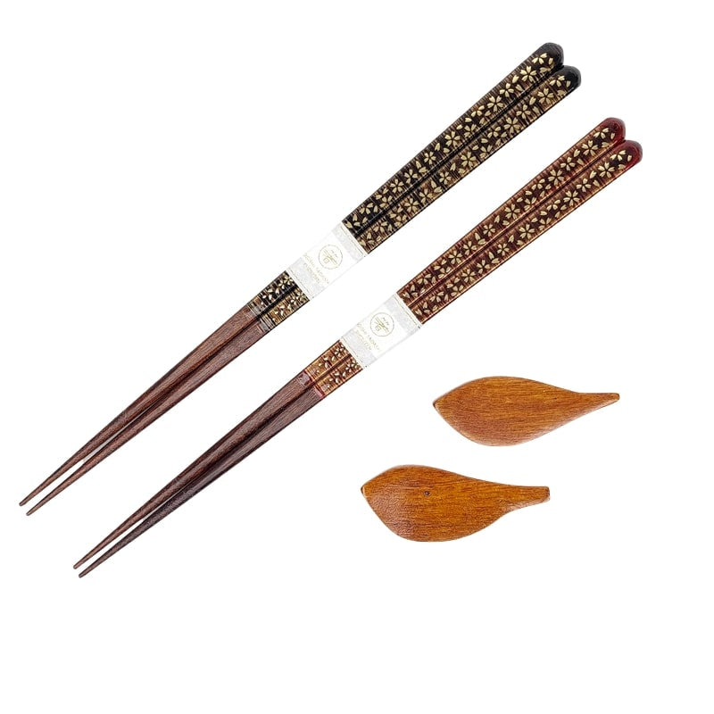 Japanisches Essstäbchen-Set – Sakura Gold