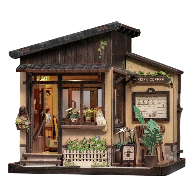Japanisches Holz-Miniaturhaus-Bausatz Kissa Coffee