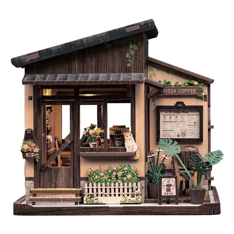 Japanisches Holz-Miniaturhaus-Bausatz Kissa Coffee