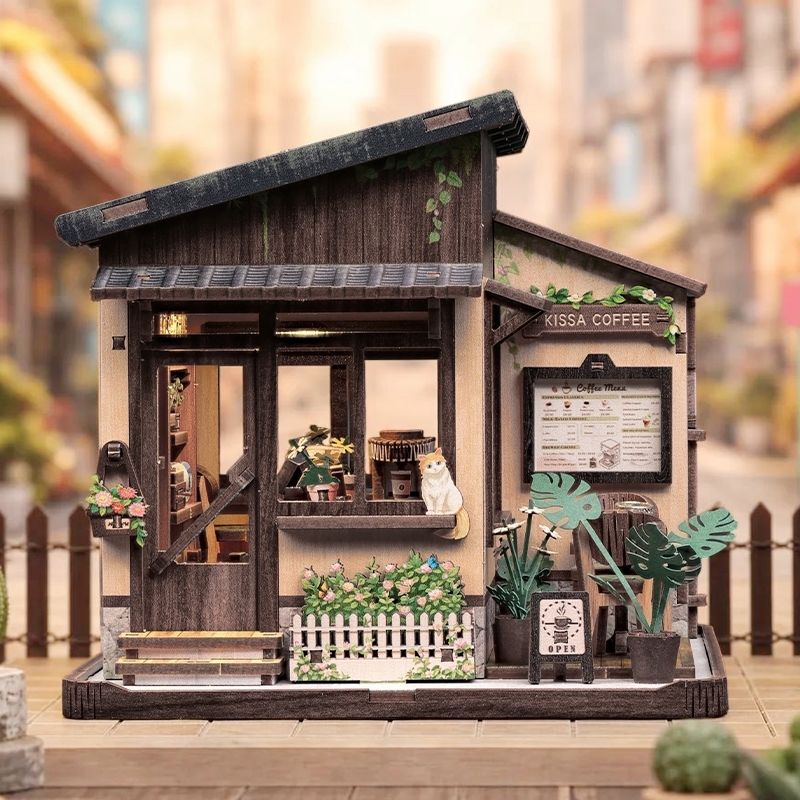 Japanisches Holz-Miniaturhaus-Bausatz Kissa Coffee