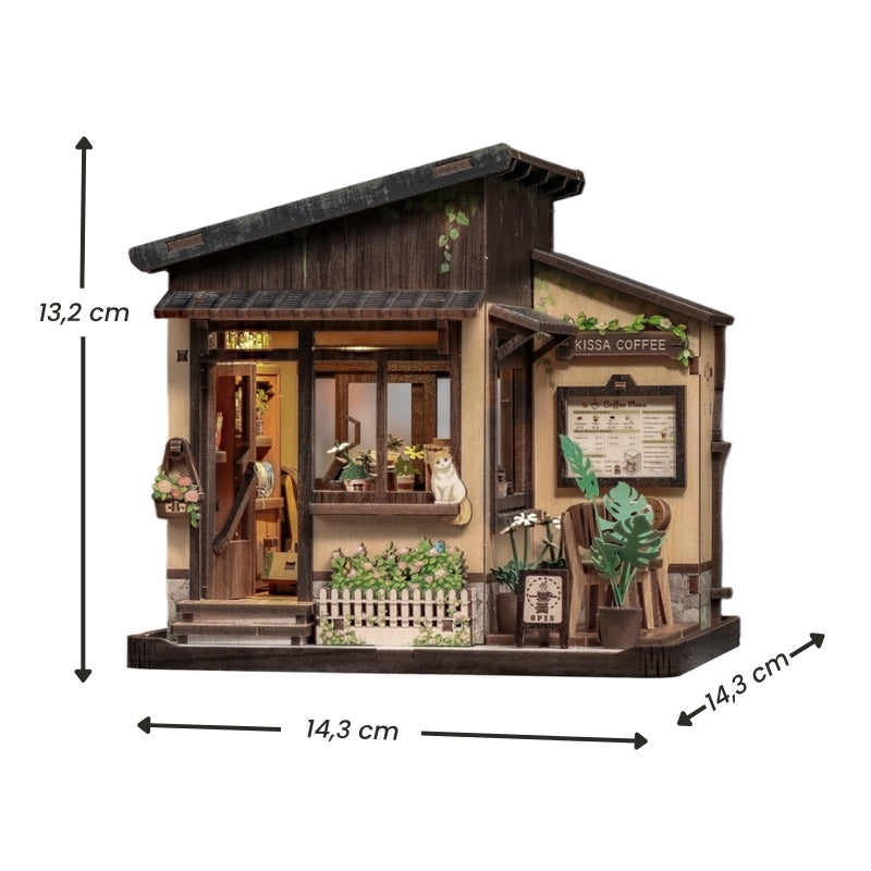 Japanisches Holz-Miniaturhaus-Bausatz Kissa Coffee