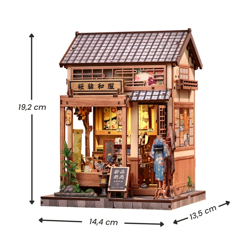 Japanisches Holz-Miniaturhaus-Bausatz Sakura Kimono Shop
