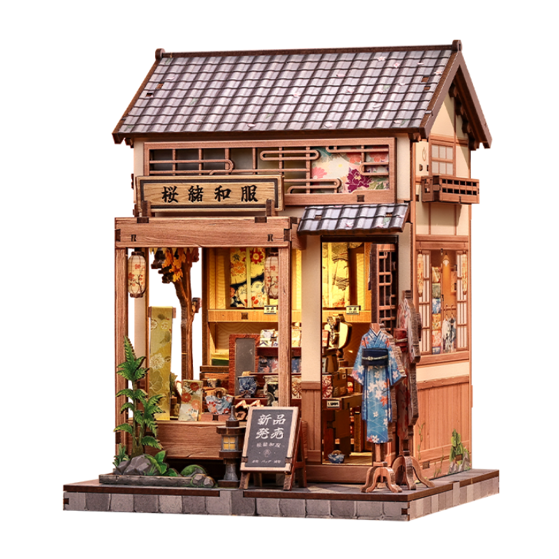 Japanisches Holz-Miniaturhaus-Bausatz Sakura Kimono Shop