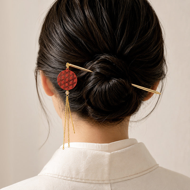 Japanisches Kanzashi - Asanoha Rot