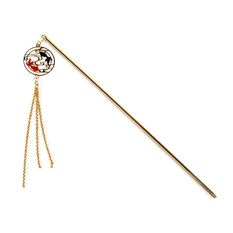 Japanisches Kanzashi - Roter & Schwarzer Fisch