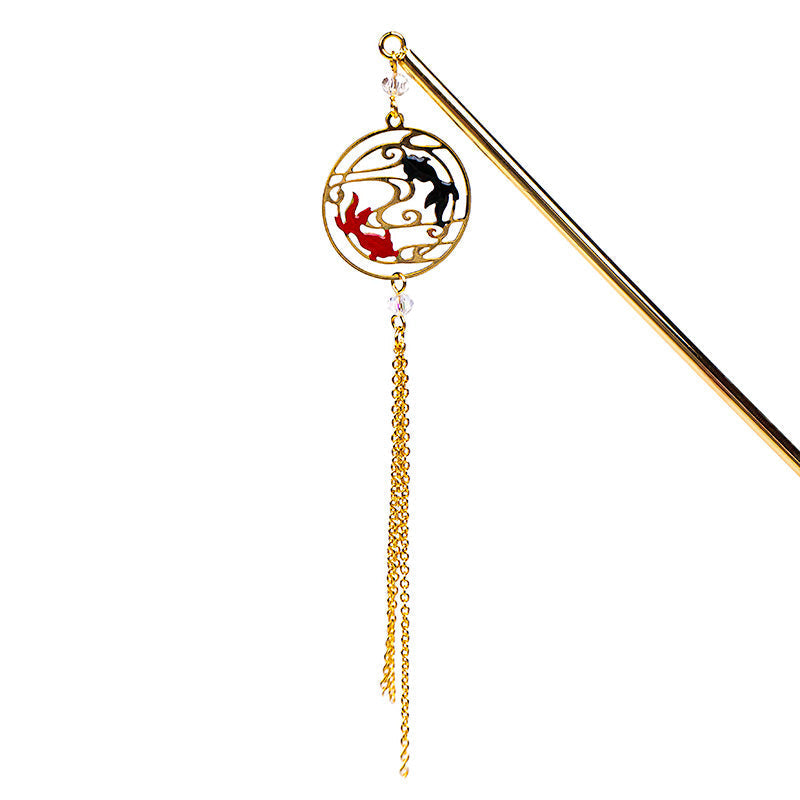 Japanisches Kanzashi - Roter & Schwarzer Fisch