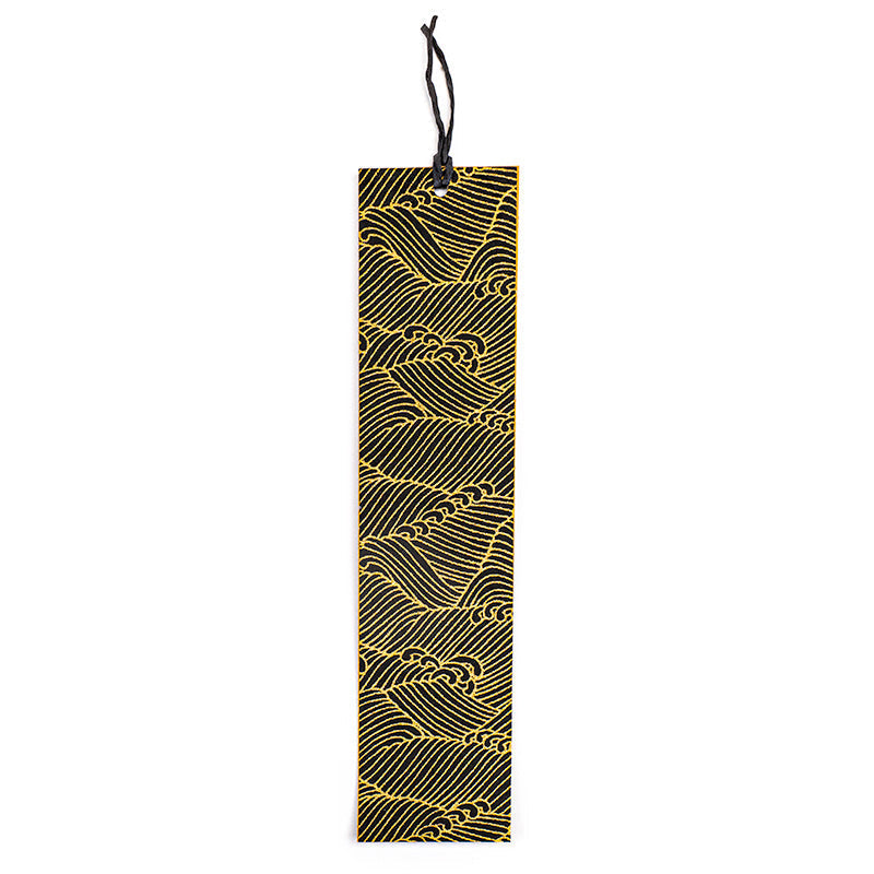 Japanisches Lesezeichen Mino Washi Schwarz Wellen