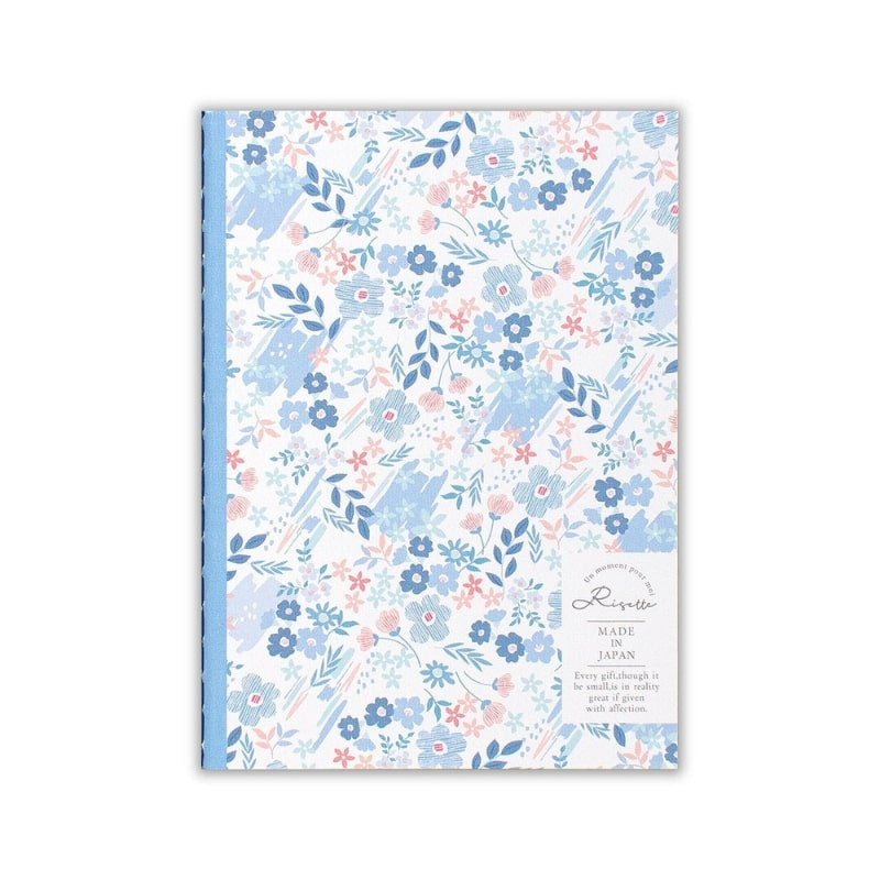 Japanisches Notizbuch - blaues Blumenmuster