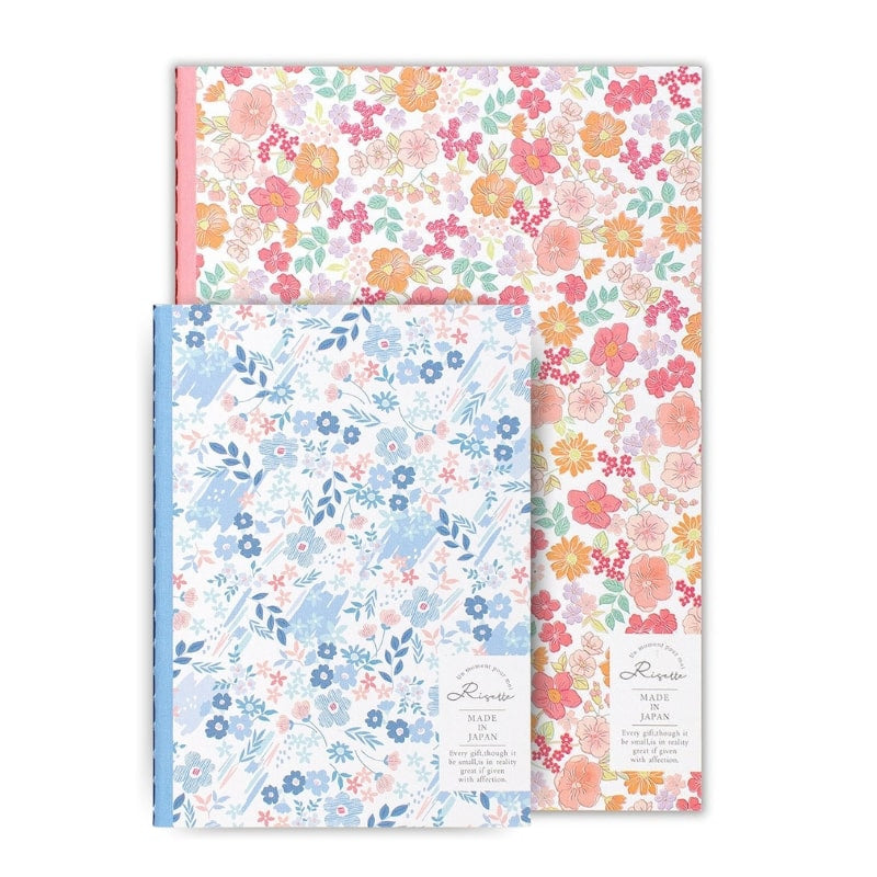 Japanisches Notizbuch - blaues Blumenmuster