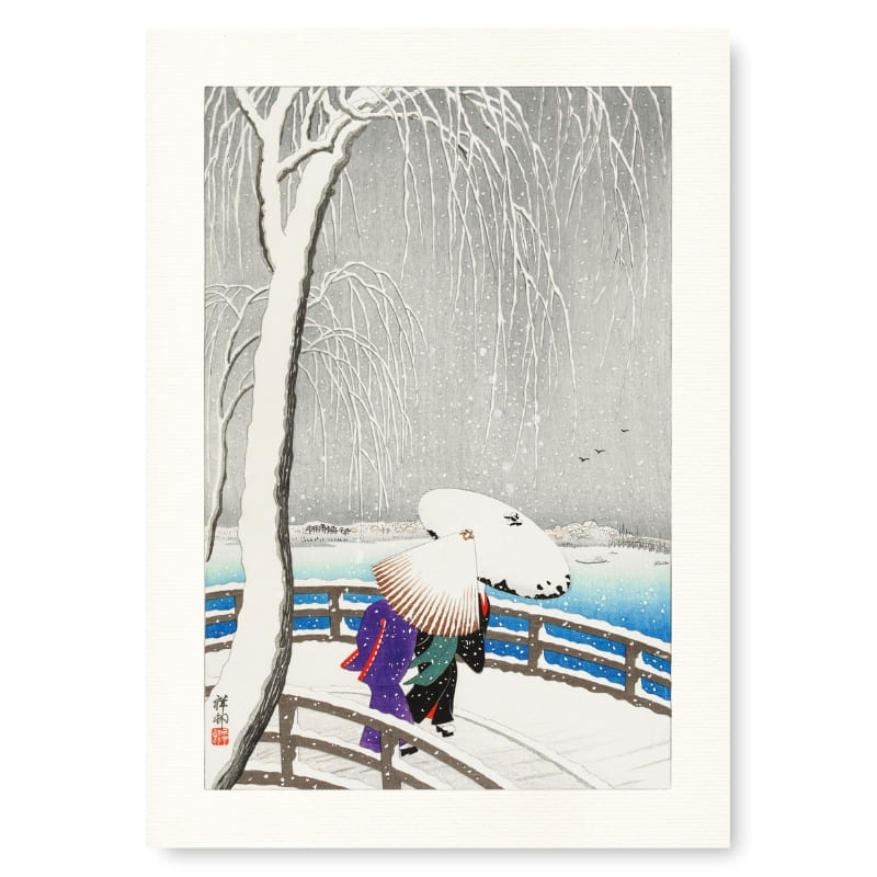 Japanisches Poster Brücke Im Schnee A3