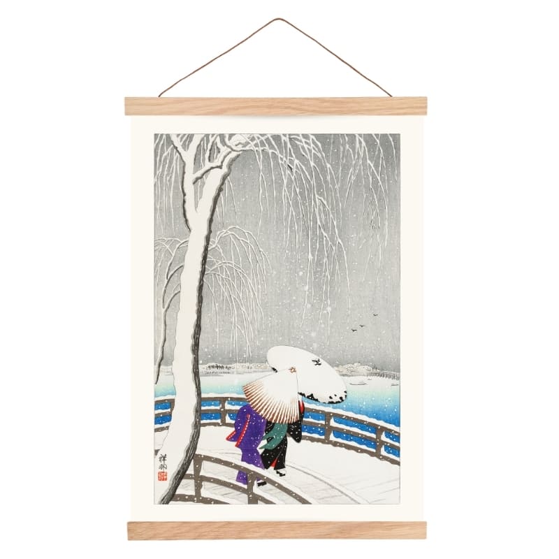 Japanisches Poster Brücke Im Schnee A3