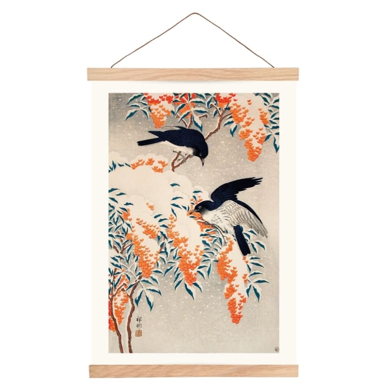 Japanisches Poster Nandina Unter Dem Schnee A3
