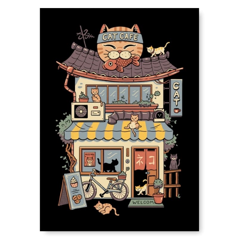 Japanisches Poster Neko Café A3